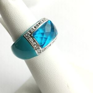 Swarovski crystal enamel dome ring size 6 🆕
